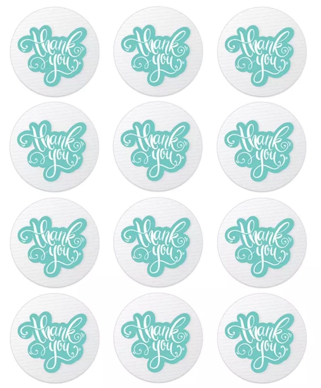 Teal Thank You Stickers
