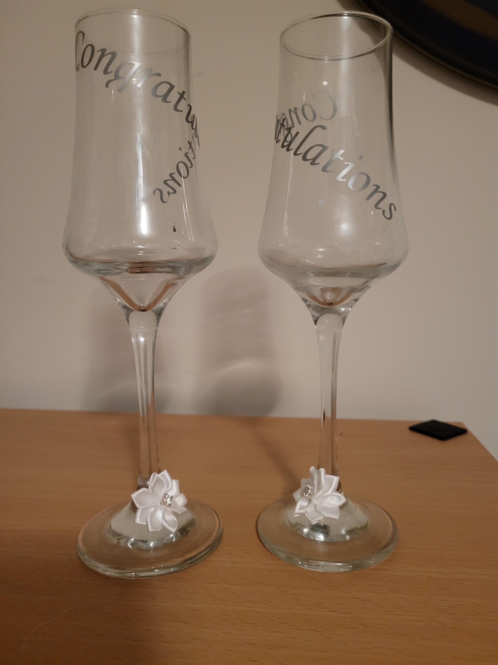 Silver Congratulations Wine Glasses