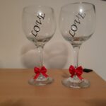 Love Wine Glasses with Red Bows